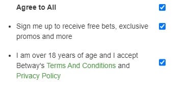betway sign up code terms and conditions