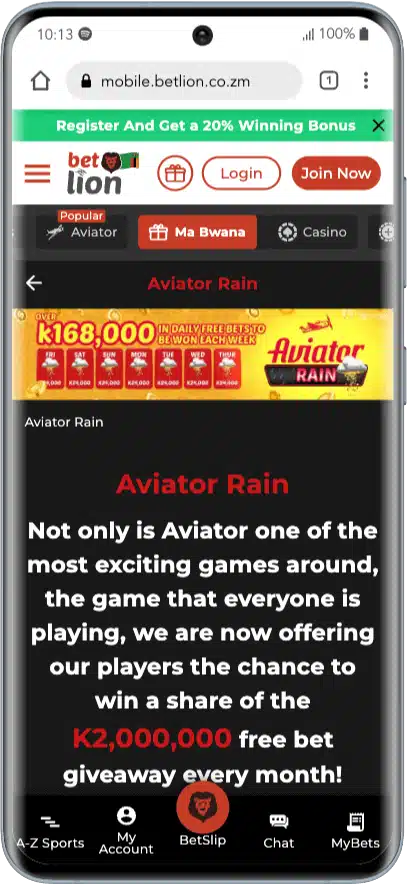 Check out the Aviator Rain Offer with BetLion 