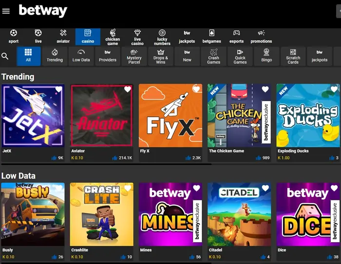 Betway Casino Games